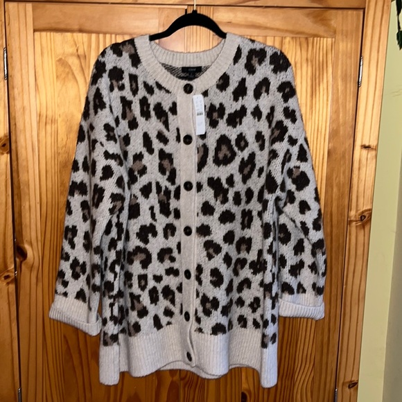 J. Crew Sweaters - J. Crew Leopard Print Cardigan - Black and Cream